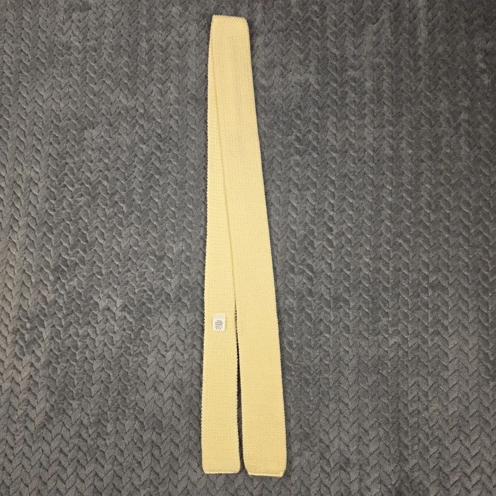Vintage Square End Skinny Knit Tie Arnie Arnold Palmer Cream Cotton USA 44in
